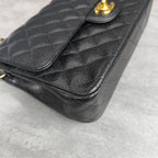 Chanel CF Black Gold Caviar Leather Chain Bag