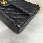 Chanel CF Black Gold Caviar Leather Chain Bag