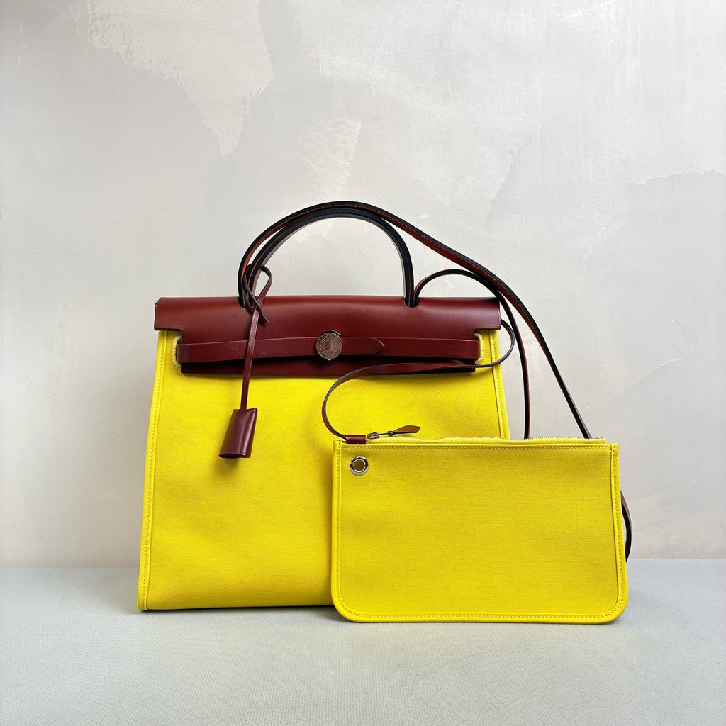 Hermes Herbag 31 Beige and Red Brown
