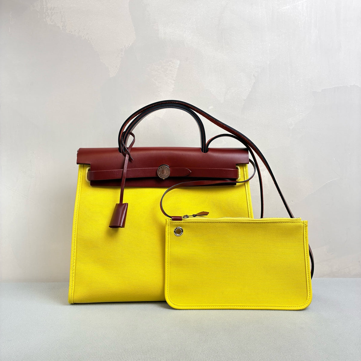 Hermes Herbag 31 Beige and Red Brown