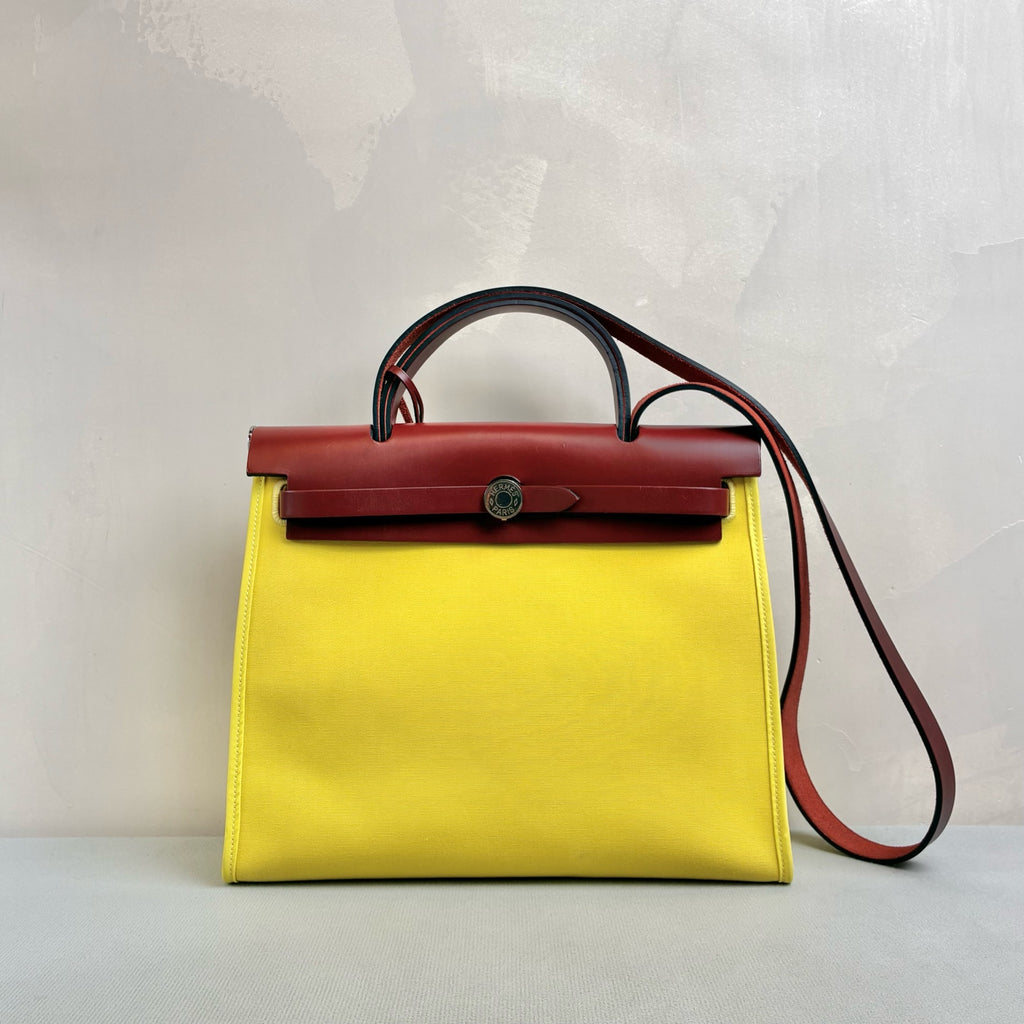 Hermes Herbag 31 Beige and Red Brown