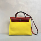 Hermes Herbag 31 Beige and Red Brown