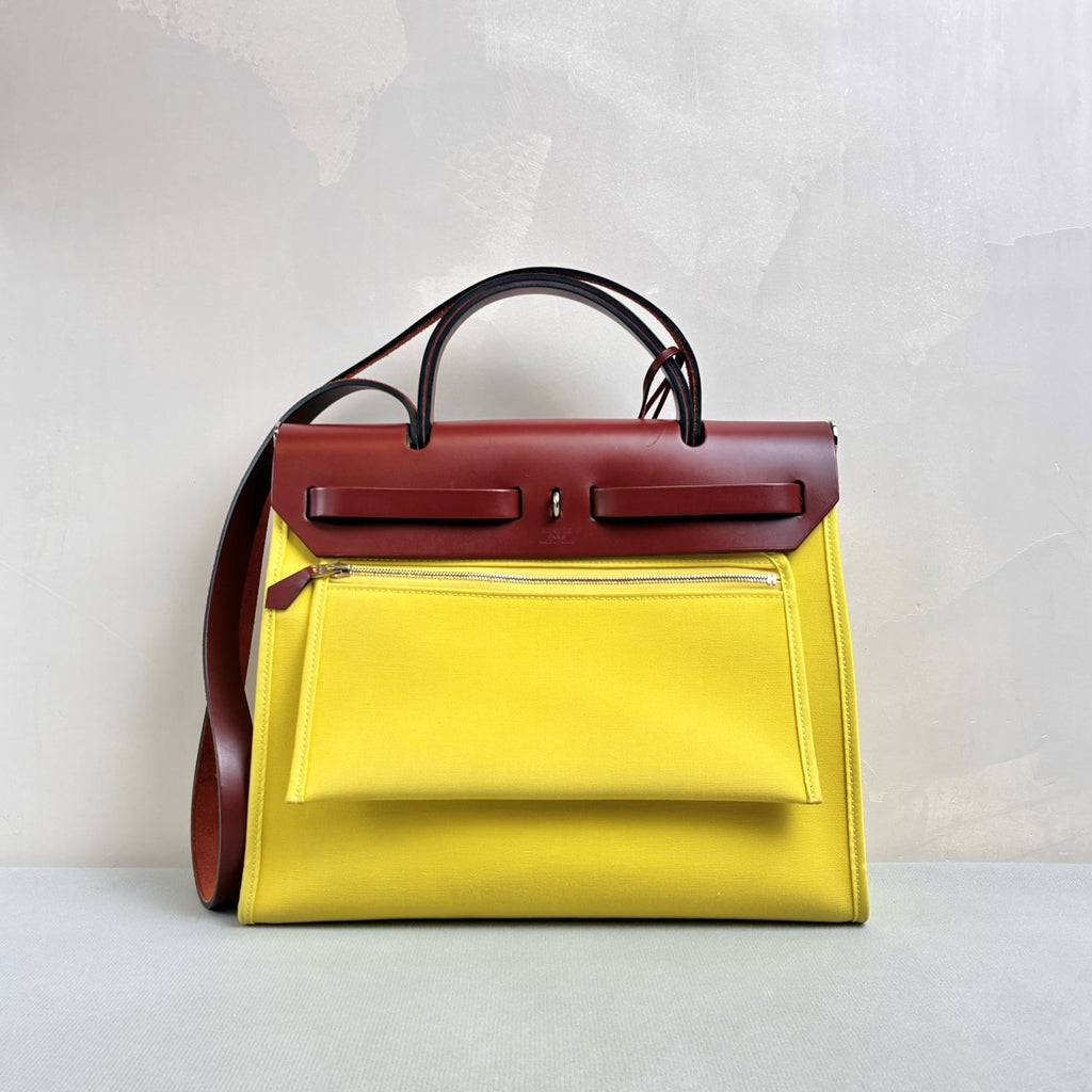 Hermes Herbag 31 Beige and Red Brown
