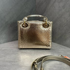 Dior Lady Dior Gold Gold Hardware Snake Skin Bag with 2014 Code