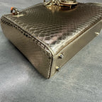 Dior Lady Dior Gold Gold Hardware Snake Skin Bag with 2014 Code
