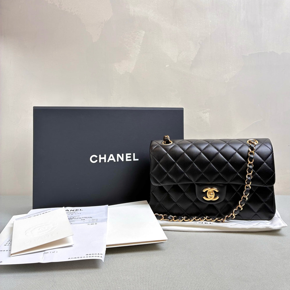 Chanel CF chip version black gold lambskin chain bag classic quilting gold logo