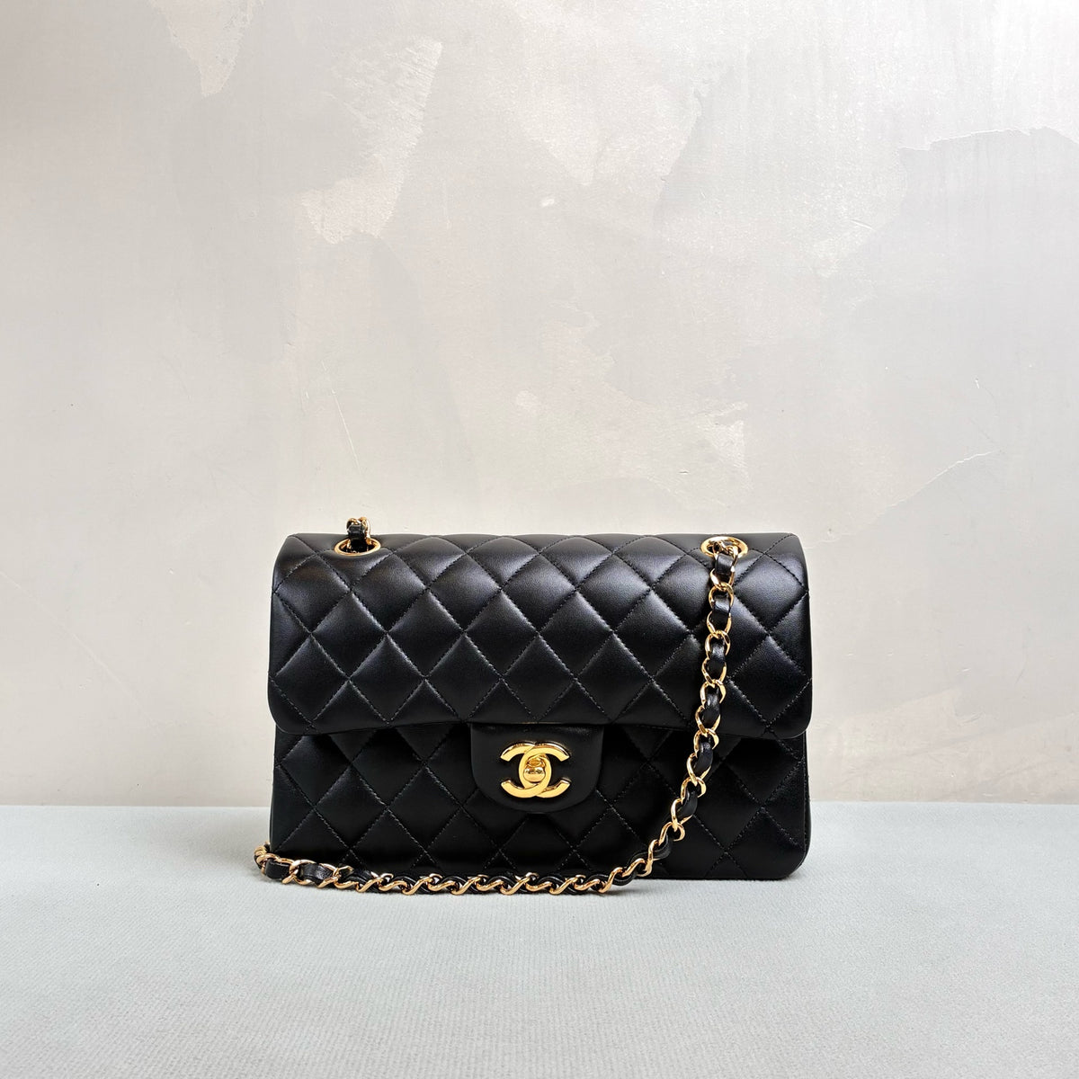 Chanel CF chip version black gold lambskin chain bag classic quilting gold logo