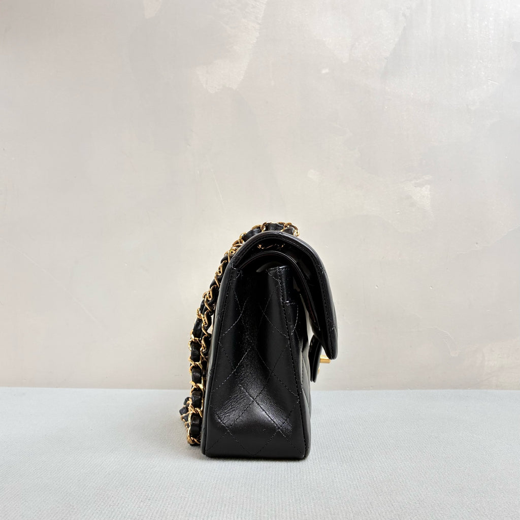 Chanel CF chip version black gold lambskin chain bag classic quilting gold logo