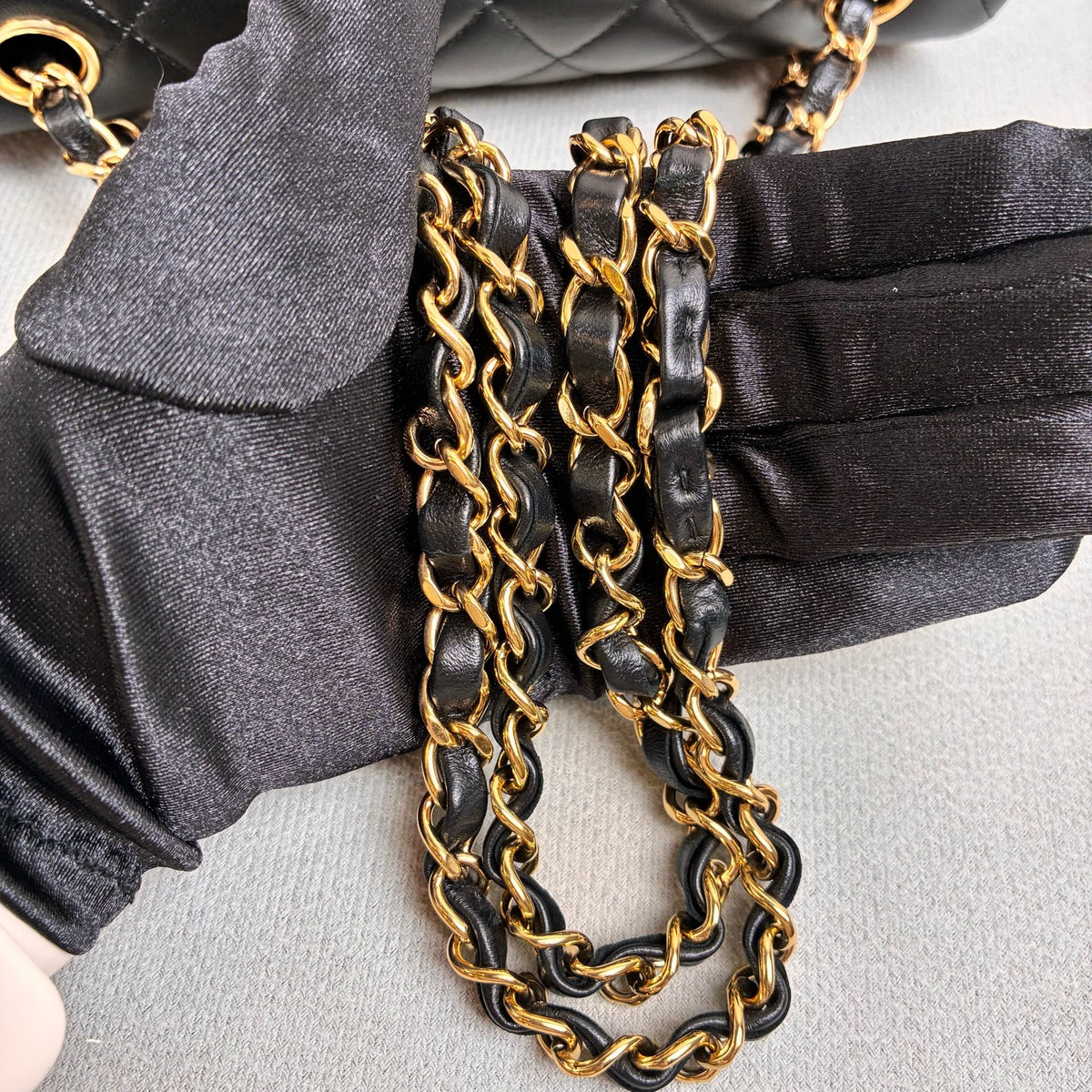 Chanel CF chip version black gold lambskin chain bag classic quilting gold logo