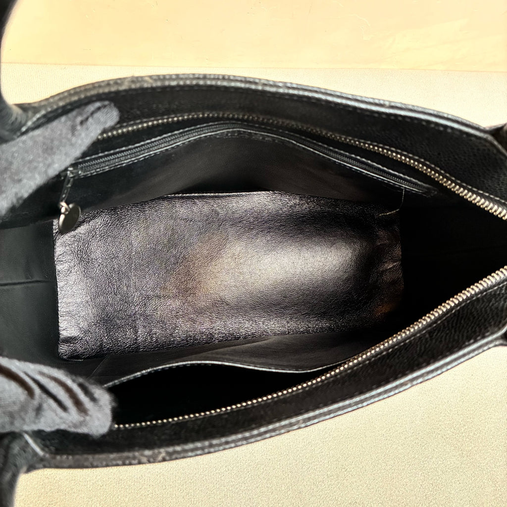 Chanel Hilton Black Tote Bag, Pebbled Calfskin, Classic Double C Embossing, Hand Carry Style, Large Capacity, Practical for Commuting