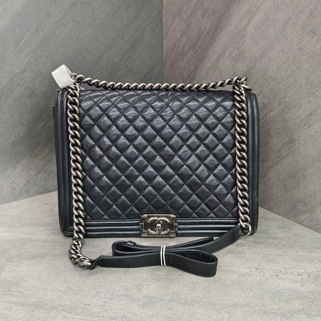 CHANEL Leboy Black Silver Calfskin 17A