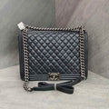 CHANEL Leboy Black Silver Calfskin 17A
