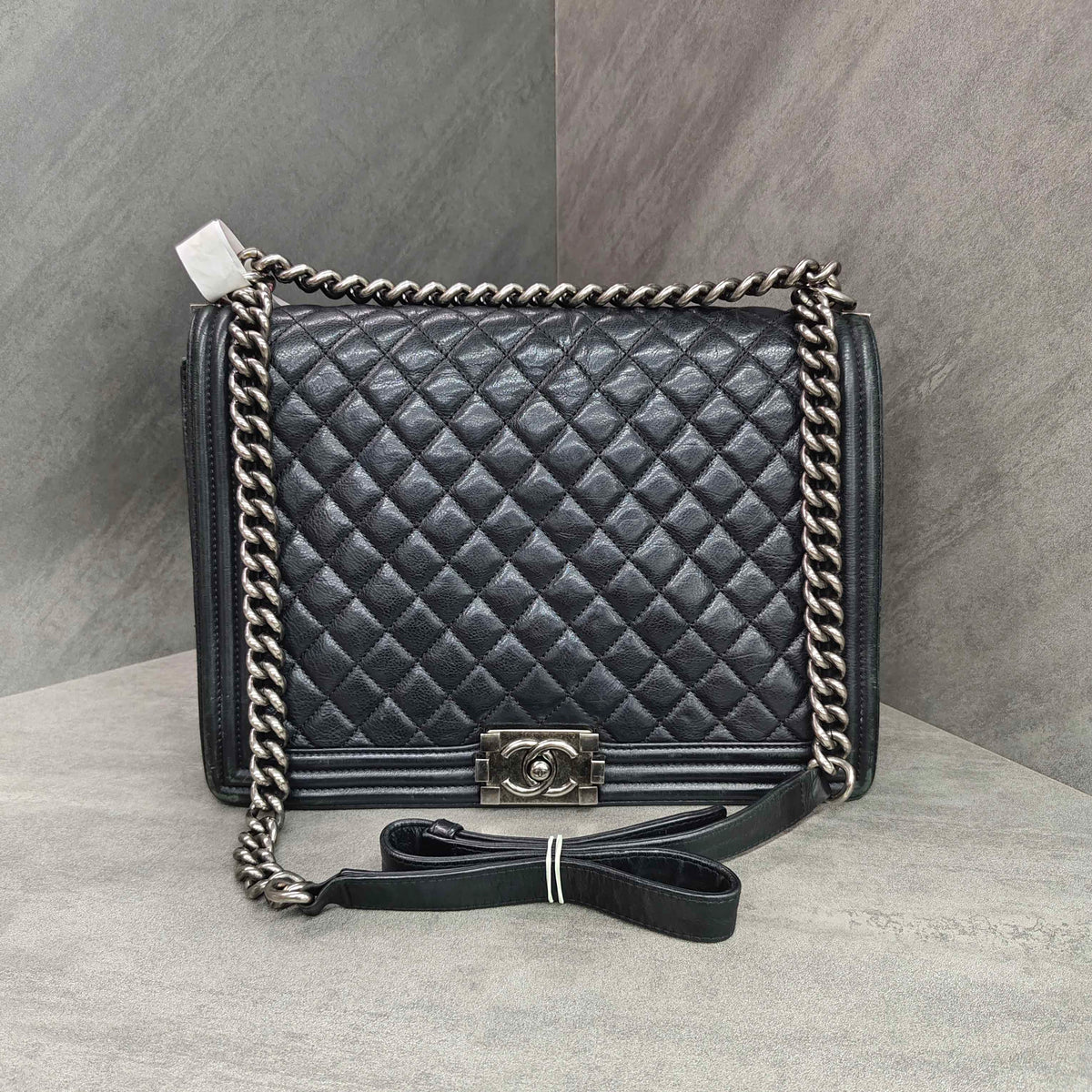 CHANEL Leboy Black Silver Calfskin 17A