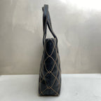 Chanel Vintage Vivienne Quilted Tote Bag Black Gold Exterior Stitching