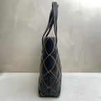 Chanel Vintage Vivienne Quilted Tote Bag Black Gold Exterior Stitching