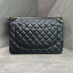 Chanel CF Black Gold Caviar Leather Chain Bag 19
