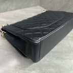 Chanel CF Black Gold Caviar Leather Chain Bag 19
