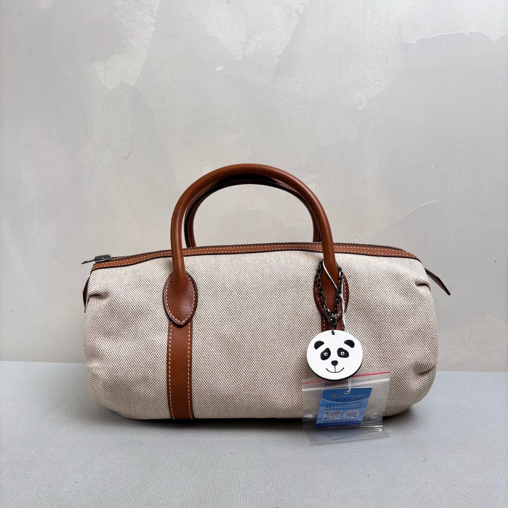 Hermes Polochon Saddle Canvas Pillow Bag