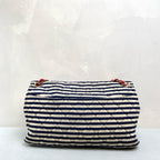 CHANEL 19A Striped Navy Gold CC CF Flap Bag with Pouch, Shoulder/Crossbody Bag
