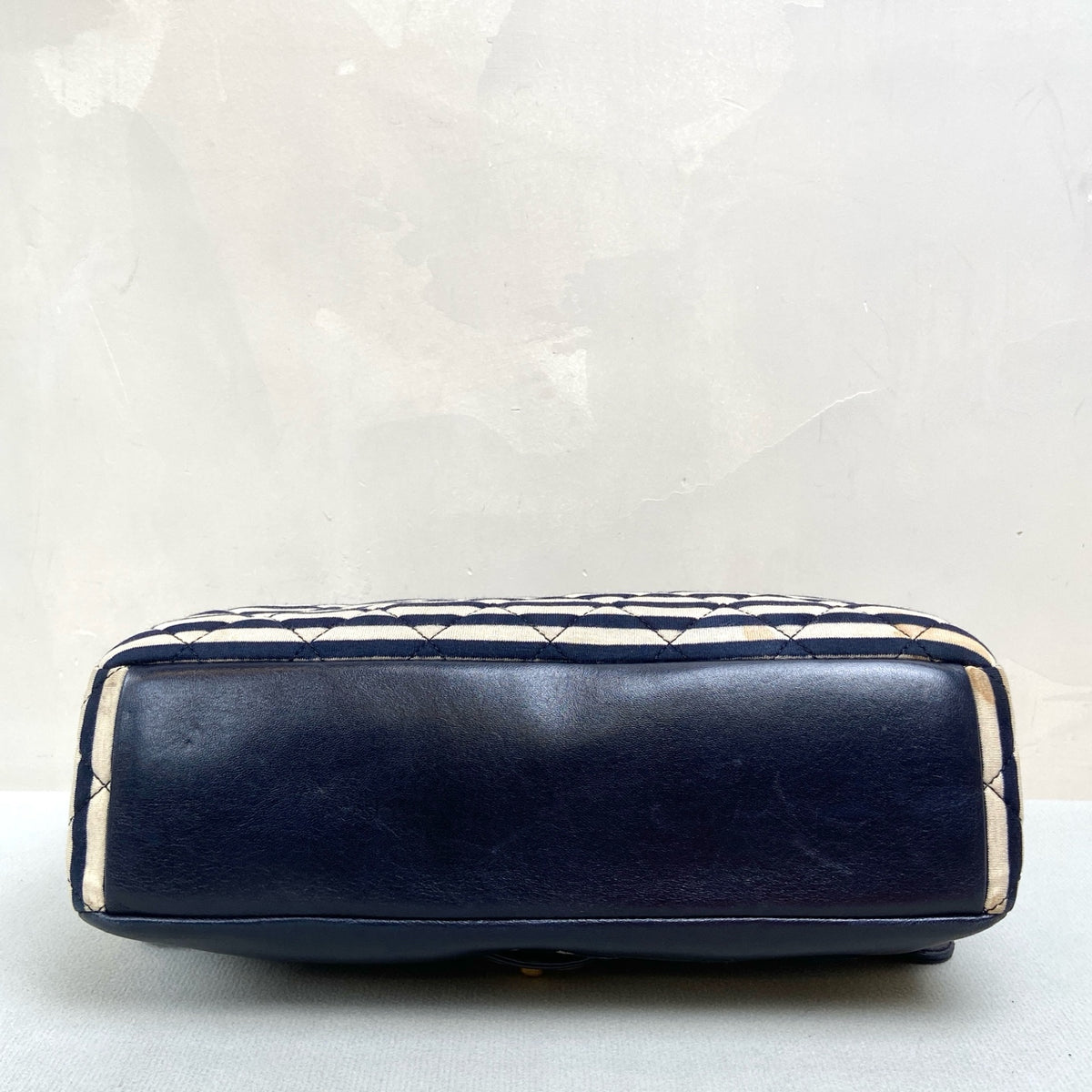 CHANEL 19A Striped Navy Gold CC CF Flap Bag with Pouch, Shoulder/Crossbody Bag