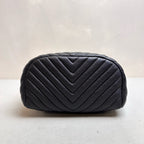 Chanel Salzburg Black Silver V-Quilted Backpack with Card