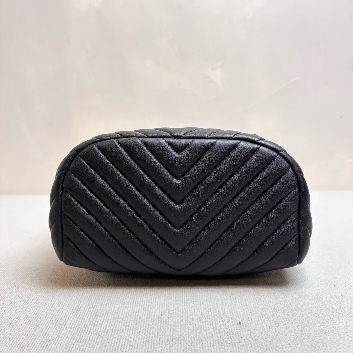Chanel Salzburg Black Silver V-Quilted Backpack with Card