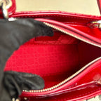 Dior Lady Dior Red Patent Leather Zip-Top Bag with Cannage Quilting, Silver-Tone Hardware