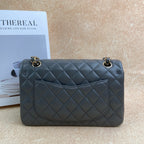 Chanel CF 23C Small Chain Bag in Light Grey-Blue Lambskin with Classic Quilted Pattern