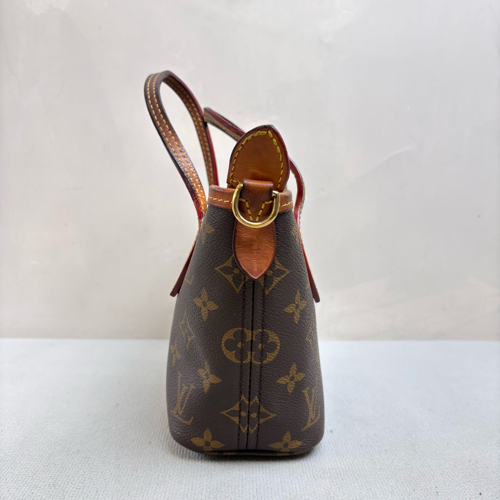 LV Louis Vuitton Neverfull BB Monogram Mini Tote Chip Version with Pouch and Wide Woven Shoulder Strap
