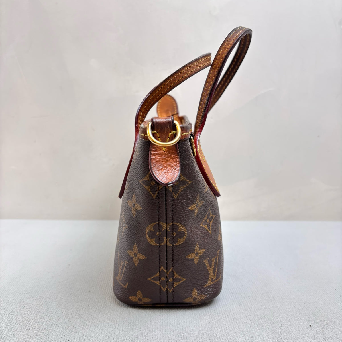 LV Louis Vuitton Neverfull BB Monogram Mini Tote Chip Version with Pouch and Wide Woven Shoulder Strap