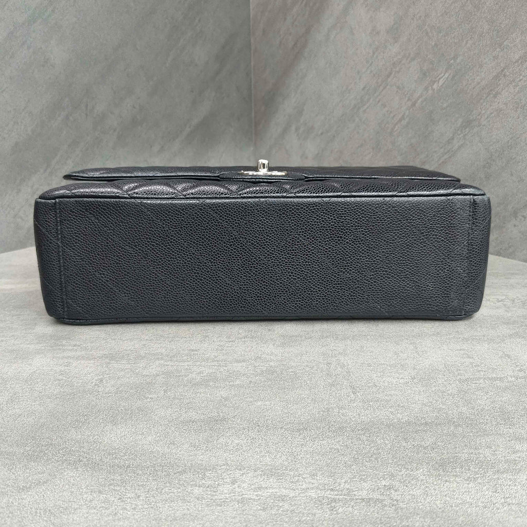 Chanel CF 19K Black Silver Hardware Caviar Leather Chain Bag