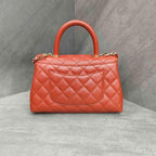 Chanel Orange Gold Hardware Caviar Leather Coco Handle with Chip