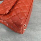 Chanel Orange Gold Hardware Caviar Leather Coco Handle with Chip