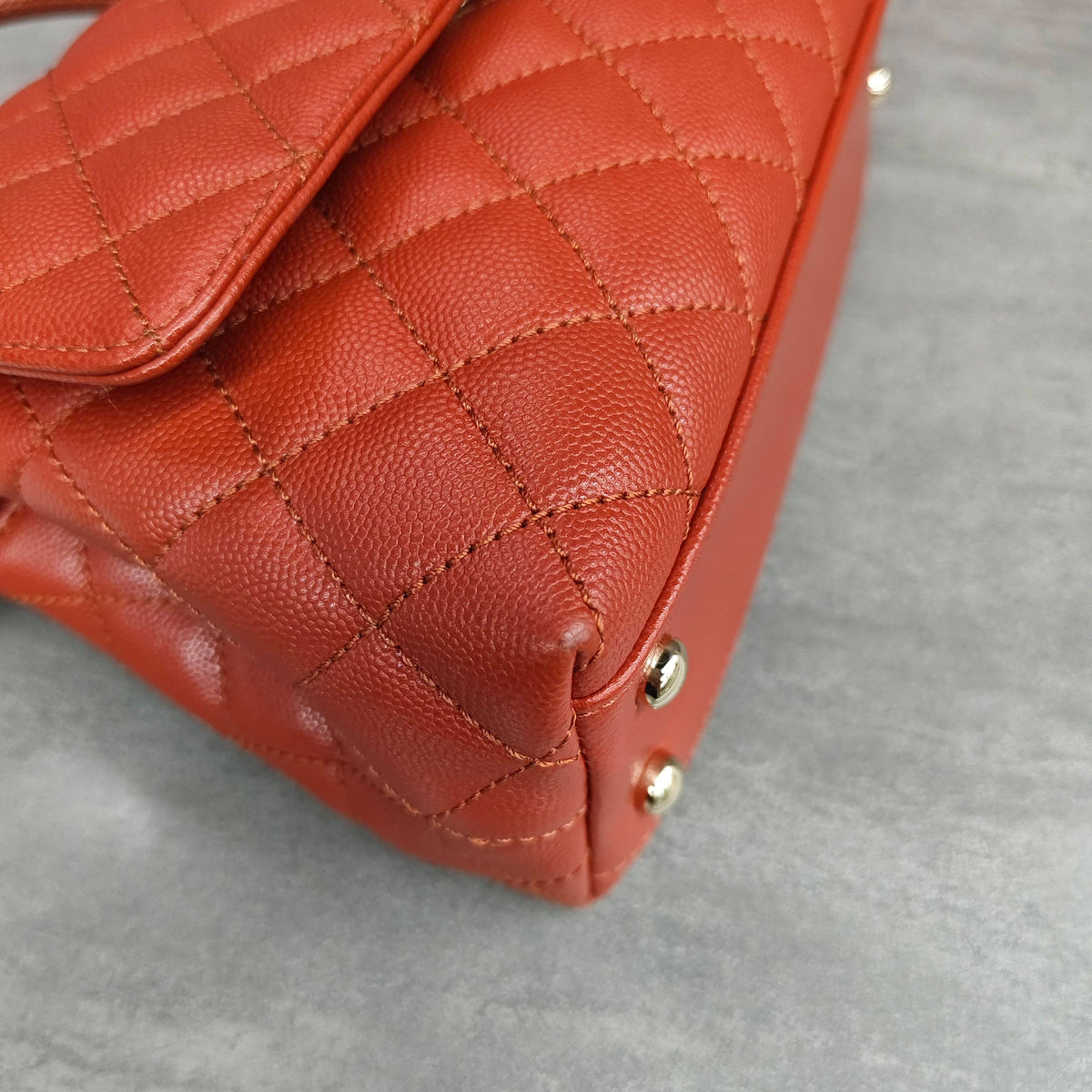 Chanel Orange Gold Hardware Caviar Leather Coco Handle with Chip