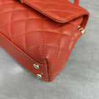 Chanel Orange Gold Hardware Caviar Leather Coco Handle with Chip
