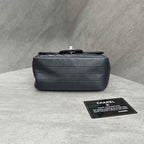 Chanel Classic Flap Square Mini Chevron Lambskin Chain Bag Black Silver Hardware with Card