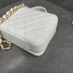 Chanel 21K White Lambskin Mirrored Camera Bag Cosmetic Bag with Chip