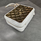 Chanel 21K White Lambskin Mirrored Camera Bag Cosmetic Bag with Chip