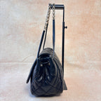 Chanel With Card Ultra Stitch Black-Gold Outer-Stitched Diamond Quilted Underarm/Shoulder Bag in Black