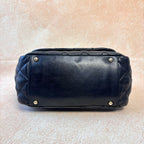 Chanel With Card Ultra Stitch Black-Gold Outer-Stitched Diamond Quilted Underarm/Shoulder Bag in Black