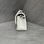 Chanel CF Large Mini Lambskin Chain Bag White with Black Clasp