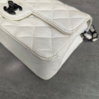 Chanel CF Large Mini Lambskin Chain Bag White with Black Clasp