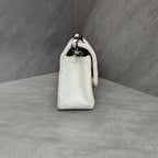 Chanel CF Large Mini Lambskin Chain Bag White with Black Clasp