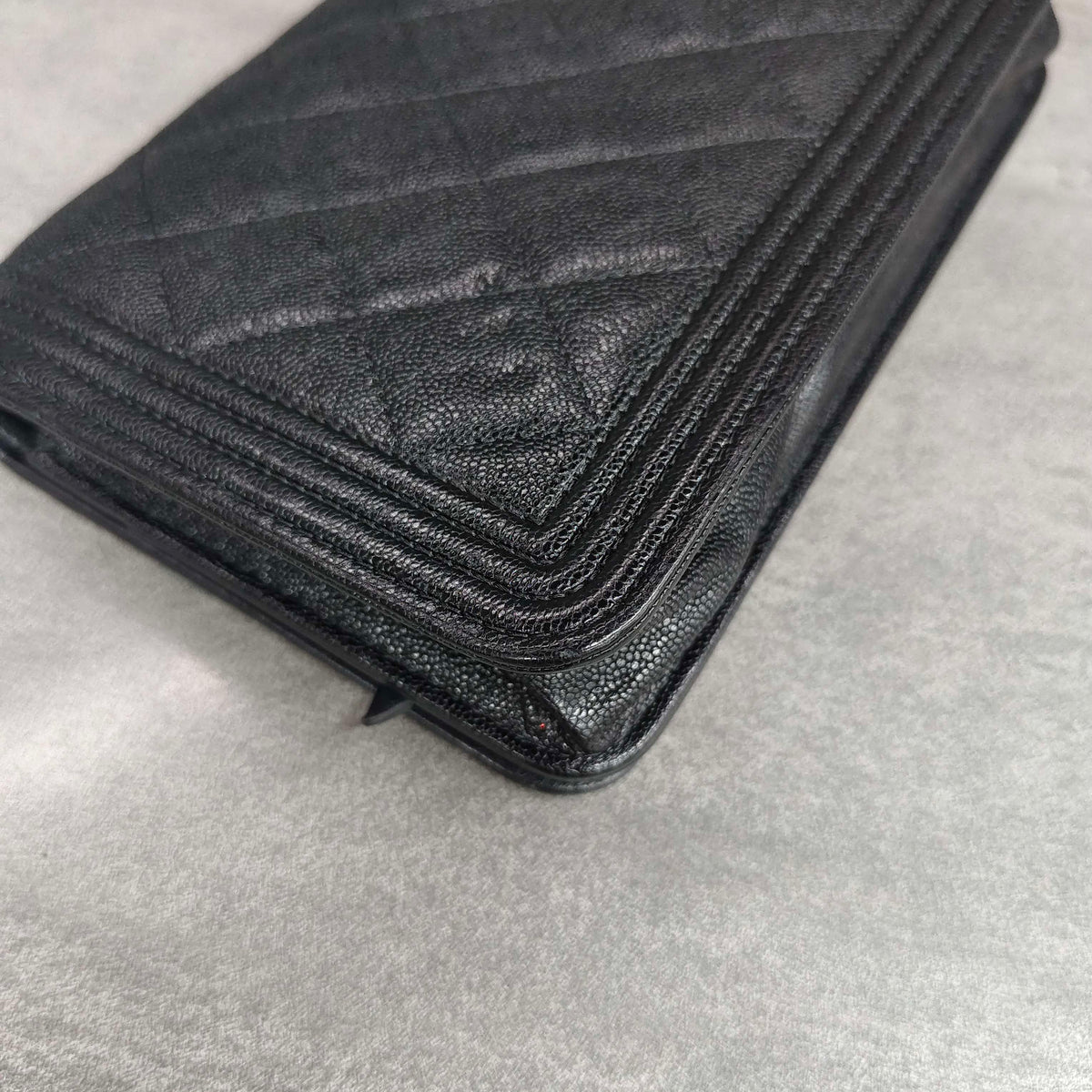 CHANEL Black Gold Caviar Leboy WOC Chain Shoulder Bag With Card Slots