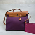 Hermès Herbag Q Purple and Brown Shoulder Strap Unisex