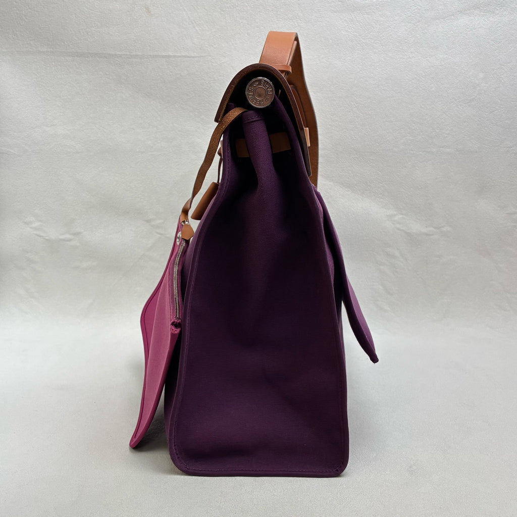 Hermès Herbag Q Purple and Brown Shoulder Strap Unisex
