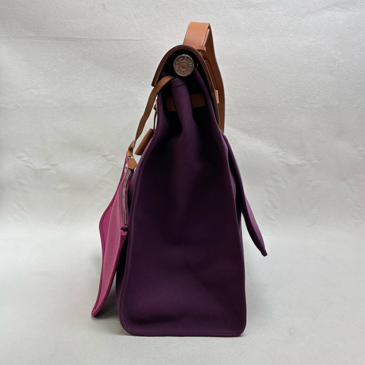 Hermès Herbag Q Purple and Brown Shoulder Strap Unisex