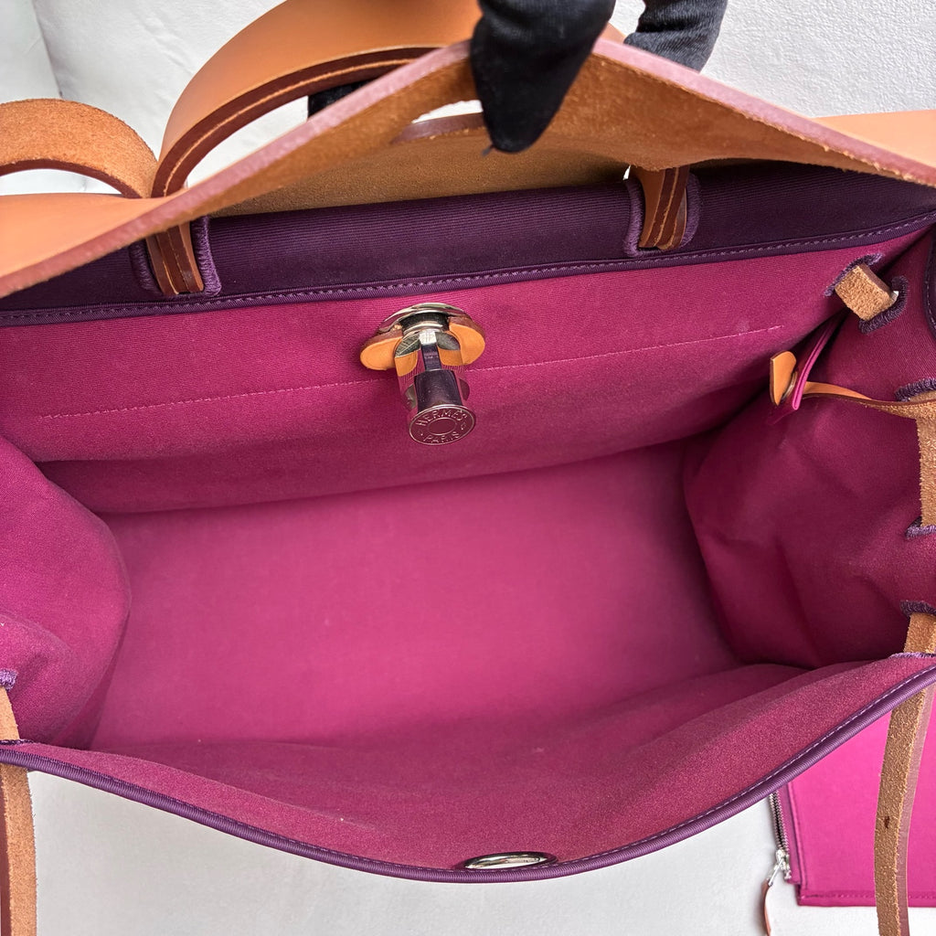 Hermès Herbag Q Purple and Brown Shoulder Strap Unisex