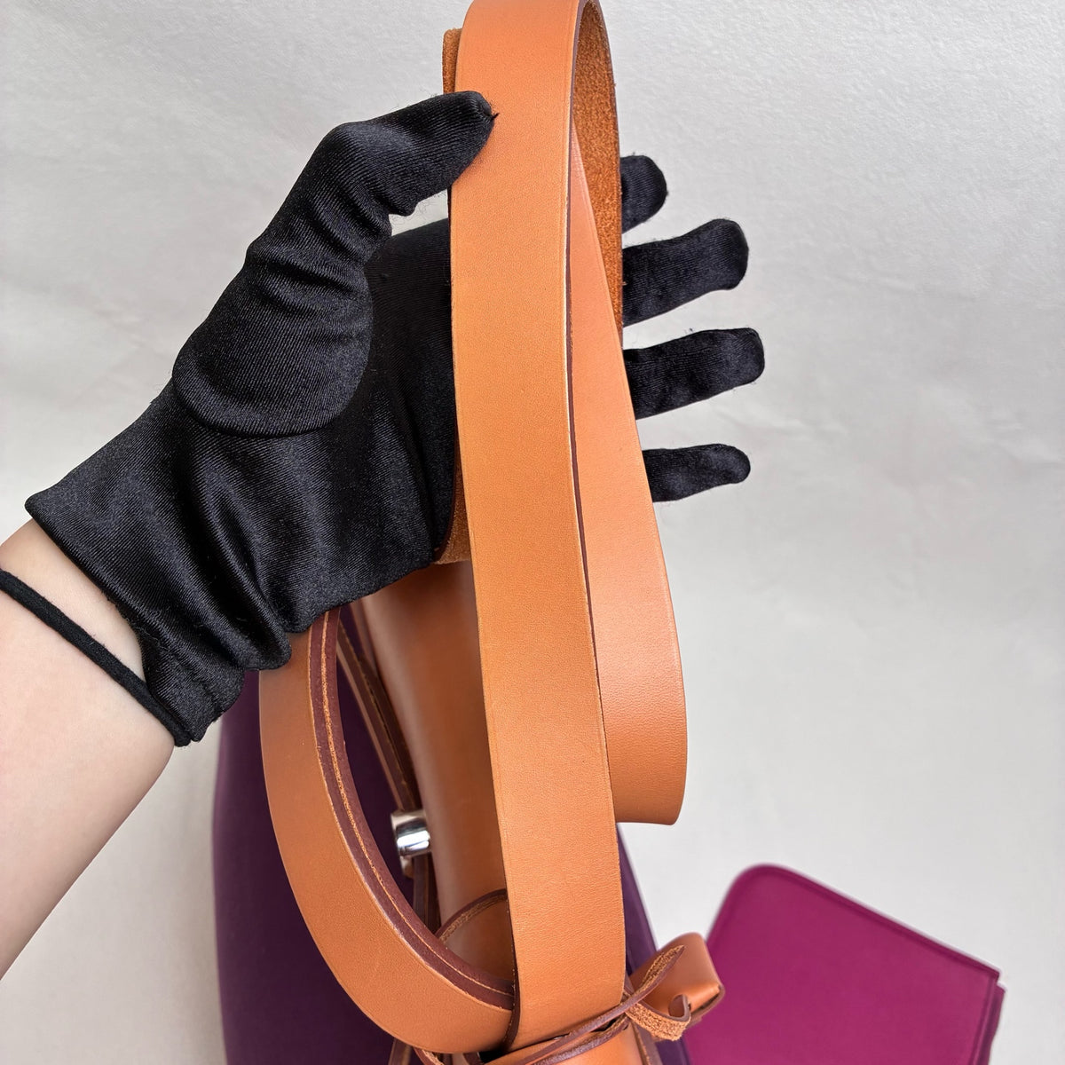 Hermès Herbag Q Purple and Brown Shoulder Strap Unisex