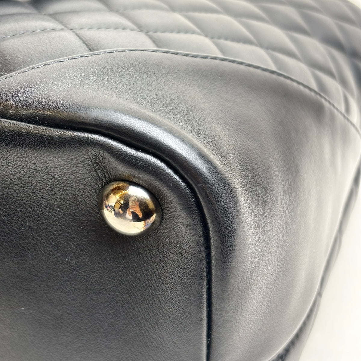 CHANEL Cambon Tote Bag Black Calfskin Silver Hardware